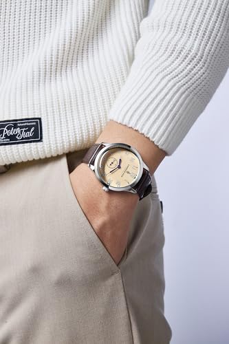 Image of London Fog Brixton Collection Analog Quartz Vintage Watch for Men with Round Dial, Luminous Numerals, Curved Mineral Glass & Leather Strap - LFM10011