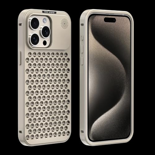 Image of MILLION CASES Back Cover Case for iPhone 15 Pro Shockproof Protective Cooling Shell Aluminum Alloy Case for Men & Boys (Black)