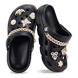 Garden Clogs for Women and Men with Bling Chain and Charms,Slip On Water Shoes with Arch Support Quick-Dry Casual Sandals Comfortable Slippers