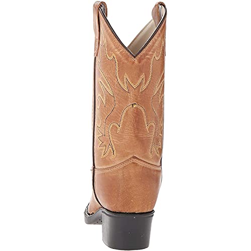 OLD WEST Kid's Boots Unisex-Child J Toe Leather Embroidered Western Boots, Tan Canyon, 11 D3