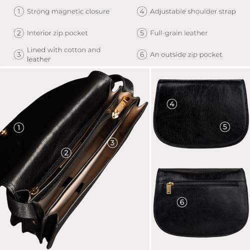 Image of Time Resistance Leather Cross Body Bag for Women Shoulder Bag Messenger Purse Gift Box Included