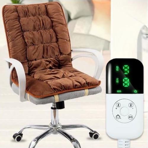 Coussin Chauffant, 45 x 90 cm Coussin Chauffant éLectrique avec Arrêt Automatique, Lavable en Machine, Coussin de Siège Chauffant 8 Niveaux pour Extérieur, Maison, Bureau, Sports(Brown)
