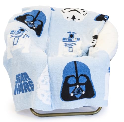 Image of Jay Franco Star Wars Feather Knit Fluffy Throw Blanket - Darth Vader and R2D2 Fuzzy Blanket Measures 50 x 60 inch - Super Soft Lightweight Bedding