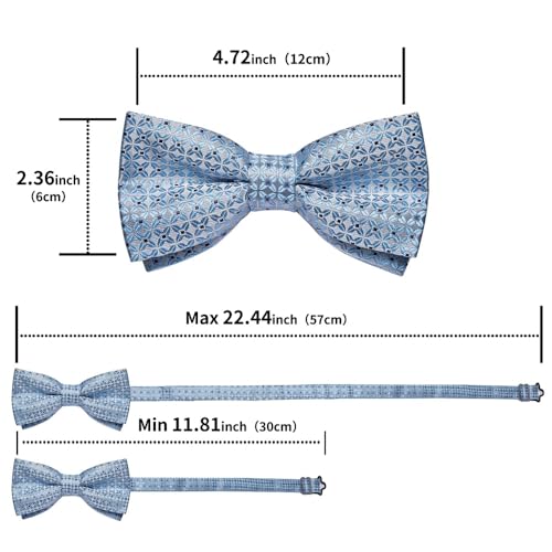 Set de pajarita y pañuelo de boda azul para hombre miniatura 7