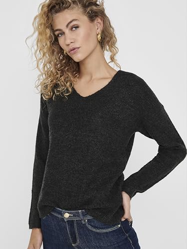 ONLY Damen ONLCAMILLA V-Neck Strickpullover 2-Pack, Blue Mirage Melange/Dark Grey Melange, M 3