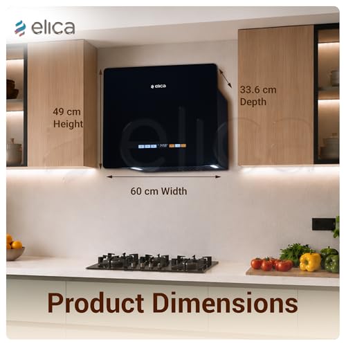 Image of Elica Kitty Plug N Play BLDC 60cm 1600 m3 /hr Ductless Autoclean Kitchen Chimney| Baffle + Air Recycle Filter| 15Yr Motor + 2yr Filter Warr|3-way Suction| 43dB| 9 Speed RPM Display| Touch+Motion Sensor