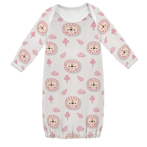 vvfelixl Baby Girl Sleep Gown Lion Tree Leaf Cloud Baby Nightgown for 3-6 Months Babys Sleepers Nightdress for Newborn Boy Long Sleeve Babys Bodysuits