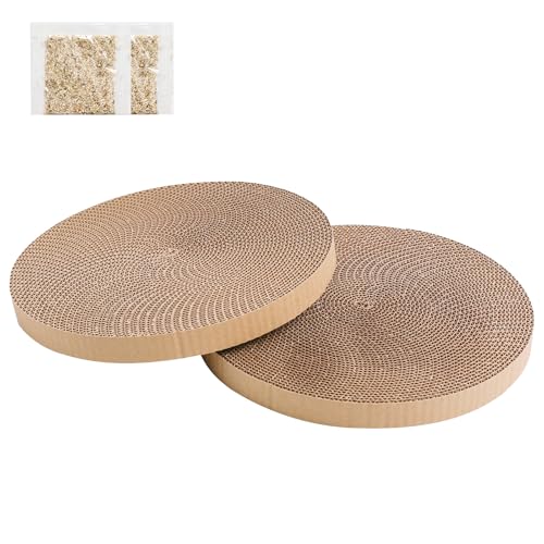 Round Cat Scratcher Refill 10 inch Diameter 7/8 Inch Thickness Circle Scratcher Replacement Pads Cat Scratching Boardcat Scratcher Pad for Indoor?2 PCS