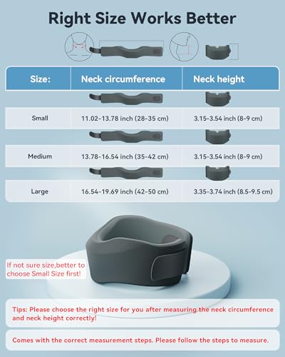 Image of Memory Foam Neck Brace For Sleeping, For Neck Support Soft Cervical CollarGray Medium Size Fits Neck Circumference 13.78-16.54 inch (35-42 cm), Height 3.15-3.54 inch (8-9 cm)