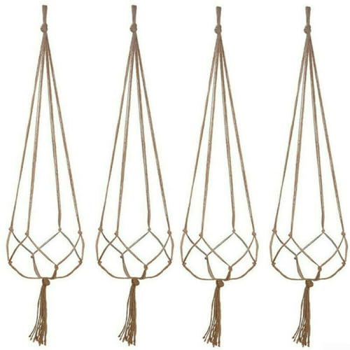 ZAMETTER 6 pz giardinaggio fioriera fionda intrecciata a mano in corda di lino per vasi di fiori tasca cave cesto porta piante gancio