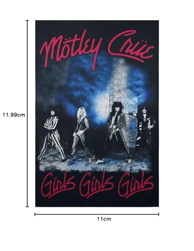 Bandera de tela Mötley Crüe con diseño de chica y texto original de la banda 3