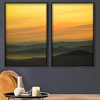 2 Piece Framed Canvas Wall Art Sunset in The Mountains Canvas Prints Home Artwork Decoration for Living Room,Bedroom - 16