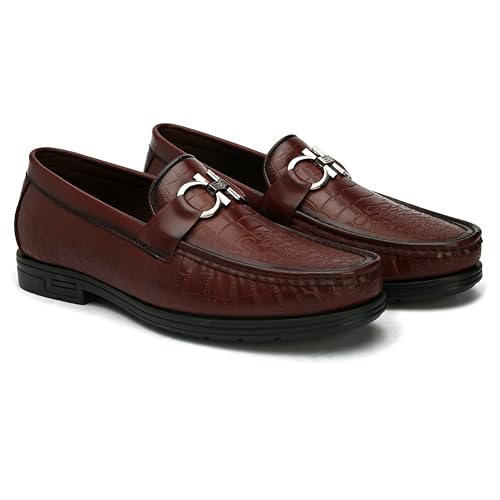 Image of San Frissco Men's Lightweight Horsebit Loafer Lightweight Woven Moccasins Formal, Casual Driving Shoes for Men /Synthetic Leather /Cushioned Footbed Designed for All Seasons