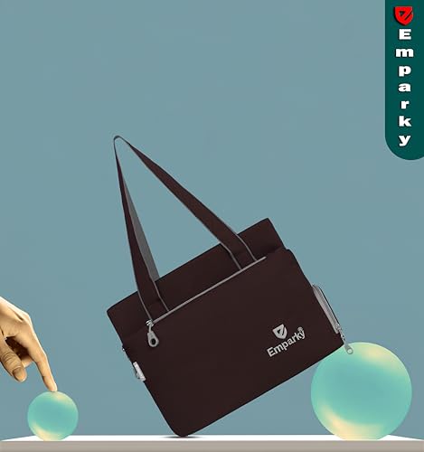 Image of Women Bag, Black with Turquoise Accents, Tote Bag with Multiple Zipper Pockets