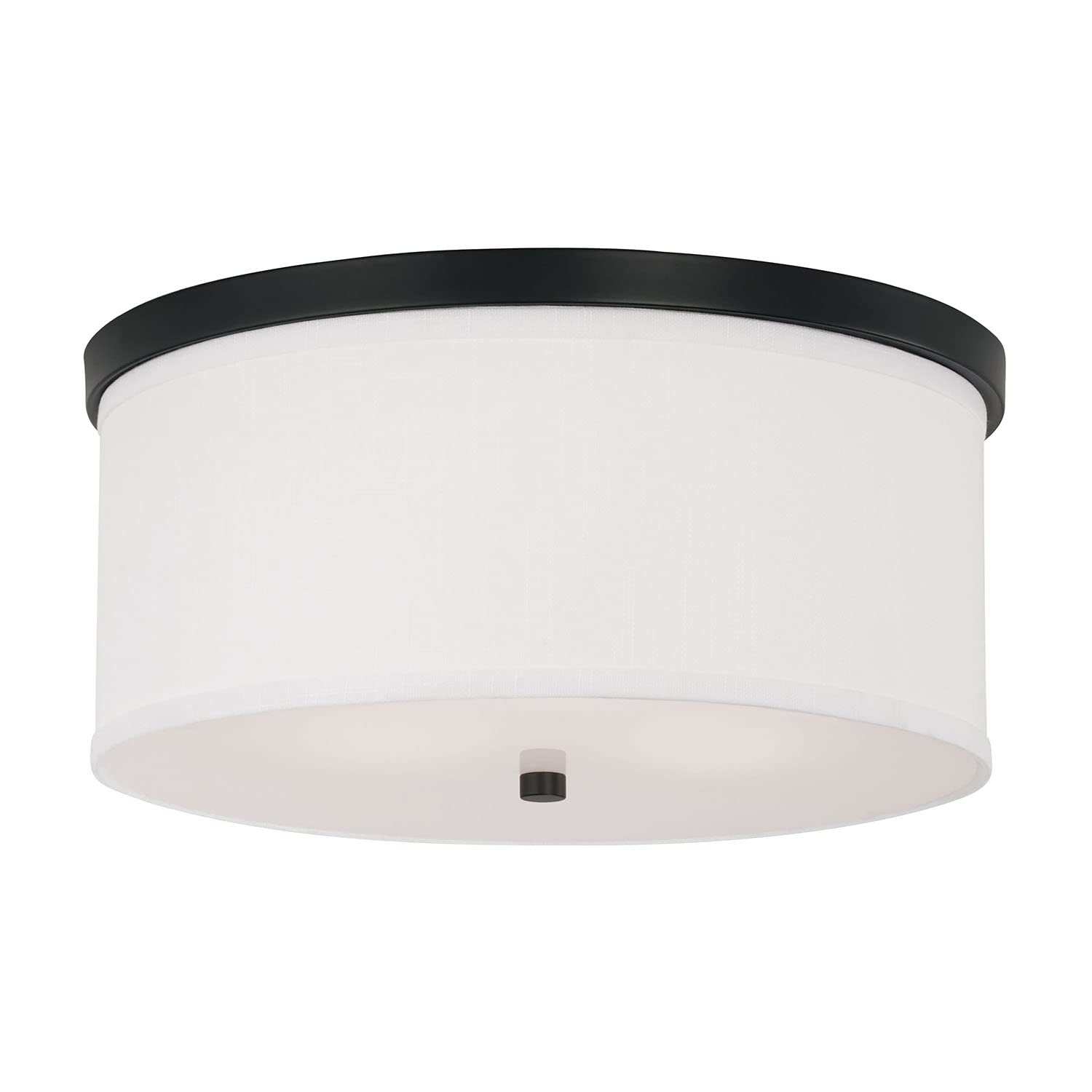 Capital Lighting 2015MB-480 Midtown Modern Frosted Glass Drum Flush Mount Ceiling Light, 3-Light 120 Total Watts, 7" H x 16" W, Matte Black