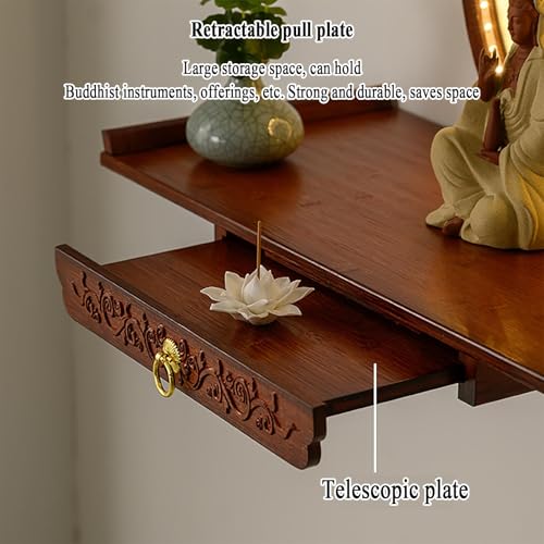 Armario de pared para Pooja de madera maciza con cajón e incienso Tribute 5
