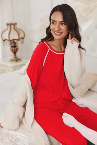 Image of Ekouaer Pajamas Set for Women Soft Comfy Pjs Sets Long Sleeve Sleepwear Loungewear S-XXL