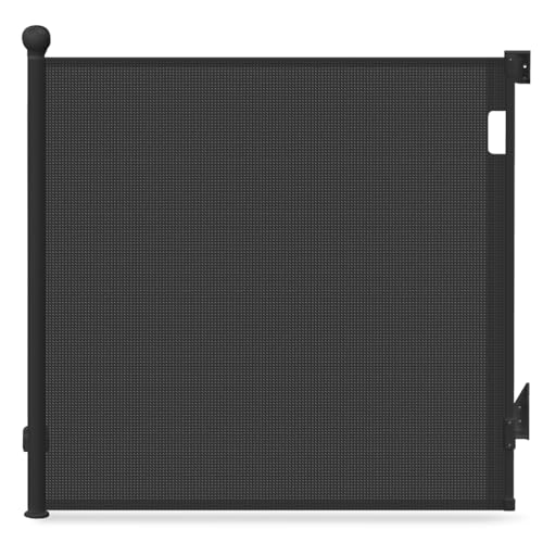 VOUNOT® Cancelletto Sicurezza Estensibile per Bambini e Cani, 0-180 cm Cancello per Cani Barriera di Sicurezza Regolabile per Scale, Corridoi e Porte, Uso Interno ed Esterno, Nero