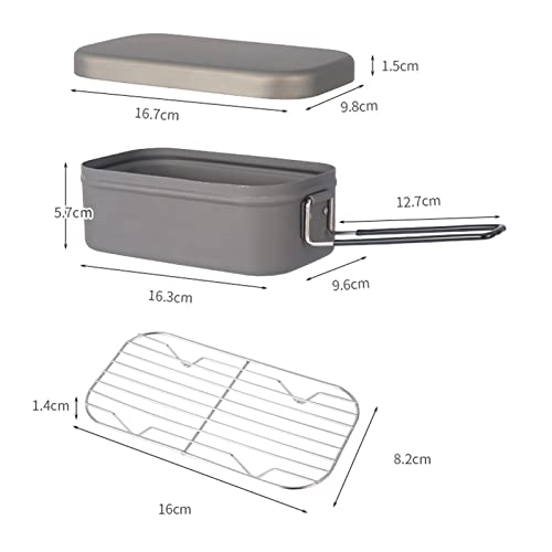 Spyminnpoo Camping Bento Box.aluminum Lunch Box Folding Handle Portable Stainless Steel Light Weight Cooking Bento Box For Outdoor Picnic (Natural Color Aluminum 800Ml With Skirt) #TOP4