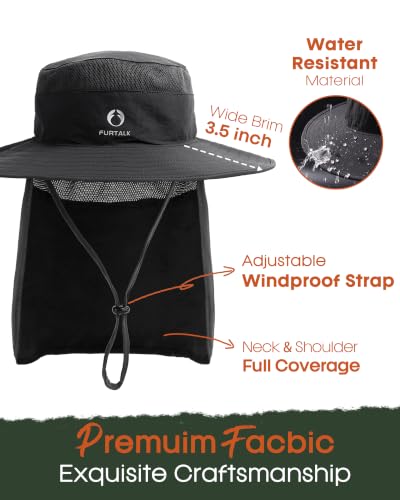 Image of FURTALK Sun Hats for Men Women Fishing Hat with Neck Flap UPF Protection