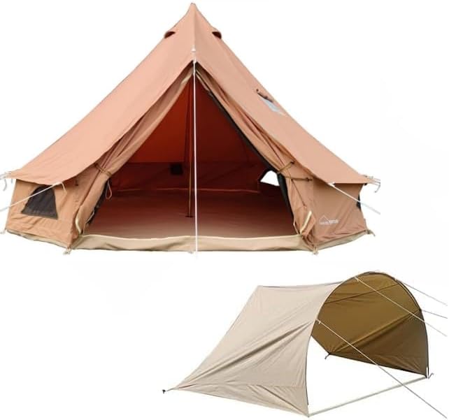 DANCHEL OUTDOOR Canvas Brown Bell Tents Stove Jacks with