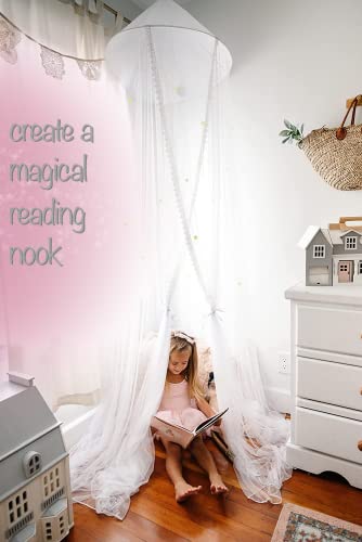 Twin Bed Canopy For Girls Room -White Round Hanging Canopy -Princess Canopy For Girls Bed- Kids Canopy -Toddler Bed Canopy For Girls Bed Canopy -Kids Bed Canopy -Drawstring Bag Included #TOP3