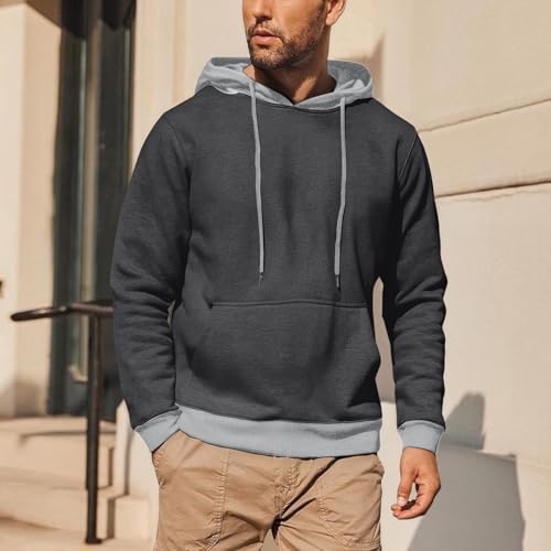 Men's Color Block Hoodie 2025 Trendy Patchwork Casual Long Sleeve Pullover Fall Winter Loose Sweatshirt with Pocket2