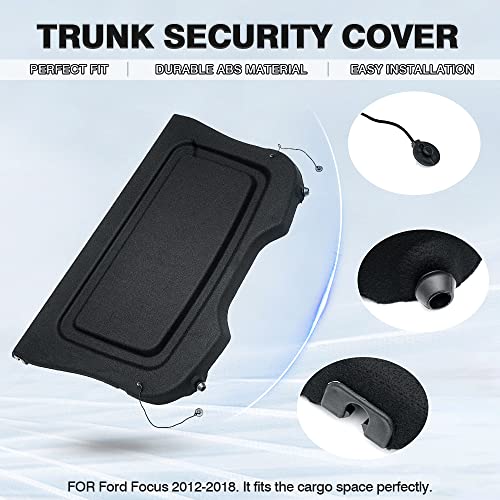 Image of Powerty Cargo Cover for 2012-2017 2018 Ford Focus Accessories Trunk Cover Retractable Trunk Shielding Shade Cargo Luggage Cover Black