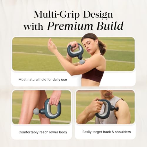 Image of Cult Halo Premium Full Body Gun Massager with Multi-Grip Handle, 5 Massage Heads & 6 Adjustable Speeds, 3 hour battery, Blue