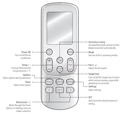 Image of K2 Remotes Compatible for Samsung Split Inverter AC Remote (AC-144) - LCD Display Replacement Remote | 5 Year Warranty | Works Only When Old Remote Matches