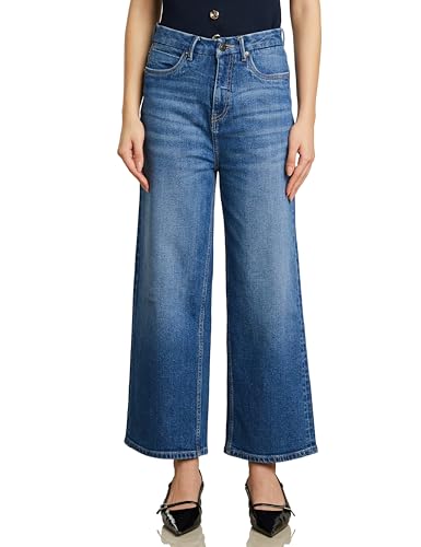 Symbol Premium Women's Baggy Wide Leg Jeans (High Waist | Ankle Length) (SBP-AW25-WJNS-801_Mid Blue_28)