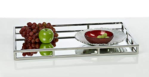 Le'raze Mirrored Vanity Tray, Decorative Tray With Chrome Rails For Display, Perfume, Vanity, Dresser And Bathroom, Elegant Mirror Tray Makes A Great Bling Gift –16X10 Inch #TOP7