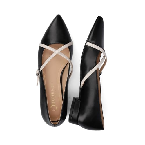 Journee Collection Womens Camby Dress Flat Crisscross Strap Pointed Toe Slip On Cushioned Block Heel Spring Summer Shoe4