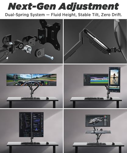 Image of ULTRARM Extra-Tall Extension Arm Accessory for MA12P-S Do Not Use Alone | Max 4 Screens, Dual 40 inch Vertical Stacked Monitor Mount, Base & Pole Not Included, VESA 100x100, Black, MA12P-A