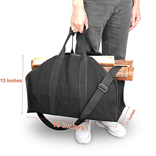 MANNEW Log Carrier Canvas Tote Heavy Duty Firewood Holder Camping Accessories Canvas Shoulder Strap