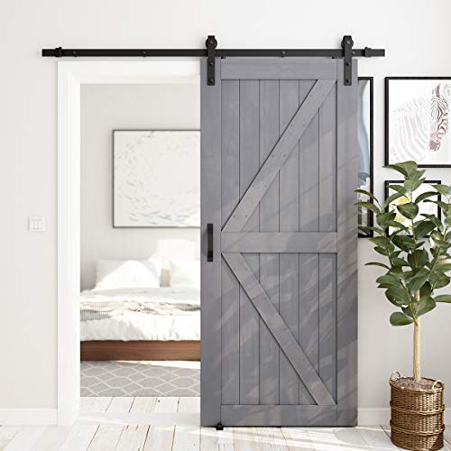 SMARTSTANDARD 36in x 84in Sliding Barn Door with 6.6ft Barn Door