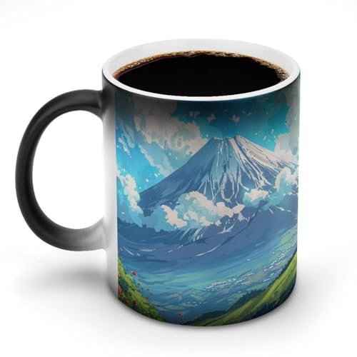 鮮やかな富士山の景色マグカップ 変色カップ 美しい日本の風景写真 美しい自然の風景 コーヒーカップ 高級 おしゃれ 人気 誕生日プレゼント ギフト 贈り物 彼女 妻 友人 家族 愛する人への素敵なプレゼント バレンタインデー 結婚記念日 プレゼント 350