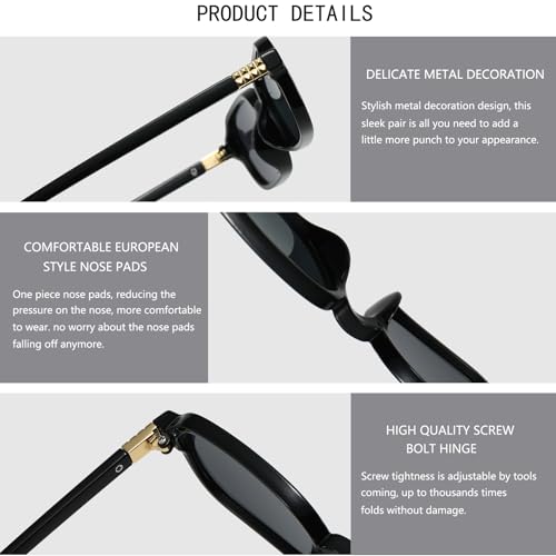 Retro Rectangle Sunglasses for Women Vintage Trendy Small 90s Style Narrow Square Frame UV400 Protection4