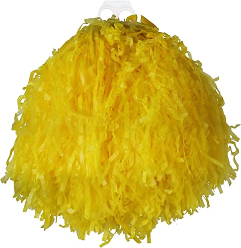 Jumbo Cheerleader Pom Poms, 1 Pom Pom, Yellow Tasseled Pompoms with Finger Grip