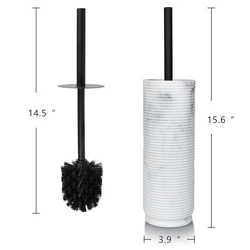 Image of Contemporary Ribbed Design Resin Toilet Holder and Brush Set for Bathroom, Stylish and Durable Cleaning Tool with Modern Design, Compact for Efficient Cleaning