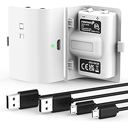 Cargador Bateria Control Xbox 360 Fosmon Cargador de Batería Recargable Compatible con Mando Xbox Series X/S (No para Xbox One/360) (2 Paquetes), Funciona Cargador C-10765/C-10769/C-10773/C-10774 - Blanco
