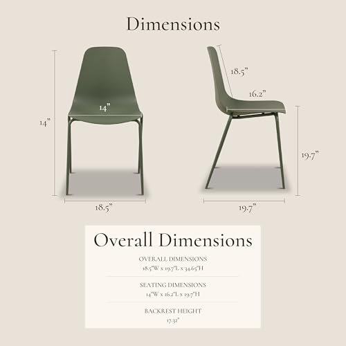 Image of Poly & BARK Isla Stackable Dining Chairs Set of 4 - Mid Century Modern Plastic Dining Chair with Metal Legs - Kitchen & Dining Room Chairs - Dining Table Chairs Set - Indoor /Outdoor - Pistachio Green