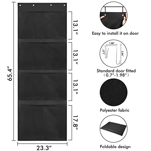 Melpler Stuffed Animal Storage - Stuffed Animal Holder, Hanging Stuffed Animal Organizer For Nursery, Over The Door Organizer For Stuffies, Toy Plush Storage With 4 Hooks 3 Support Rods(Black) #TOP3