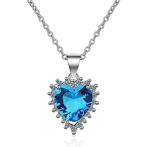 Collier de chaîne en zircone et coeur rouge bleu, le cadeau romantique parfait pour les femmes