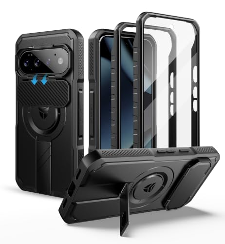 Dexnor Google Pixel 11/11 Pro,Google Pixel 10/10 Pro�p�P�[�X�A�J�����J�o�[���L�b�N�X�^���h����ʕی�t�B������2�̃t���[���t���AMagSafe�Ή��A���ȑϏՌ��o���p�[�P�[�X�A�}�O�l�b�g���ی�J�o�[,�u