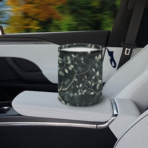 Image of Tree Leaves Auto Trash Bin Trash Bag for Cars Hanging Headrest for Back Seat Collapsible Reusable Waterproof Car Organizer