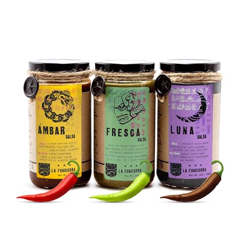 La Fundidora Mexican Snacks Trio Ambar Fresca Luna Salsas for Tortilla Chips, Authentic Traditional...