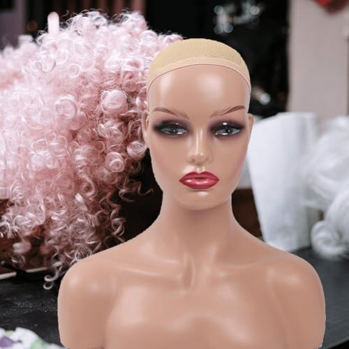 Tête de mannequin réaliste avec épaules beige et marron pour perruque