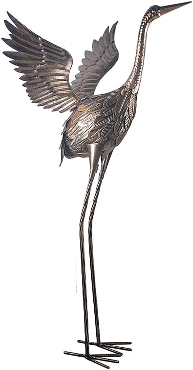 Crane Sculpture Metal Garden Yard Art for Indoor Outdoor Decoration
