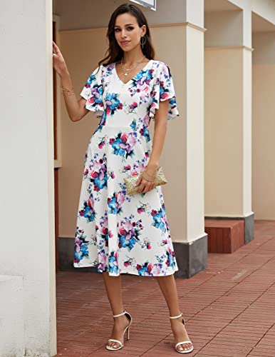 Image of Bridesmay Women's Formal Wedding Guest Dress for Women 2026 Short Sleeve Fit and Flare Tea Party Dresses